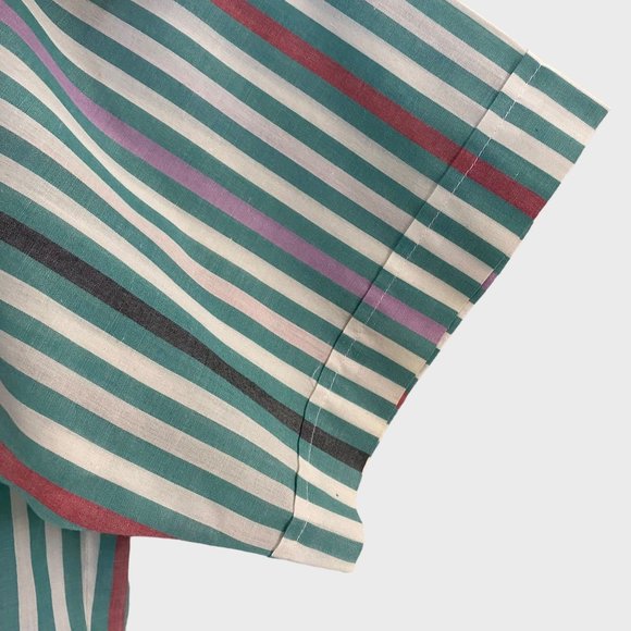 Vintage Ranchwear Western Pearl Snap Shirt Mens 16 1/2 Green Stripe Short Sleeve - Picture 9 of 12